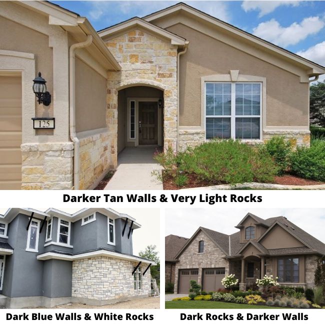 Darker Stucco Examples With Light Rock Work