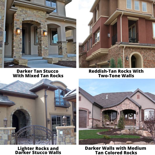 Tannish Colored Rocks and Darker Stucco Examples