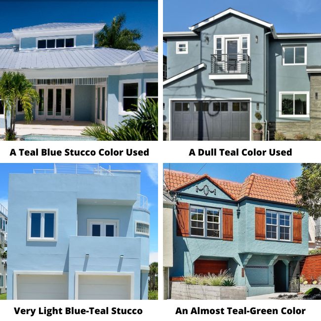 Teal Blue Stucco Color Examples