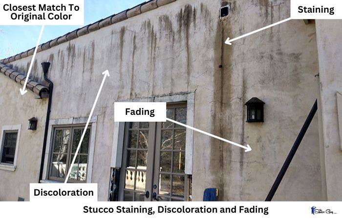 Example of Stucco Staining, Discoloration and Fading