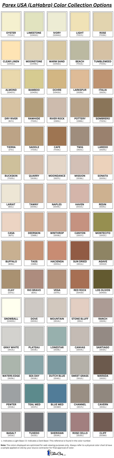 El Rey Color Chart 8 of the Most Popular Stucco Color Charts!