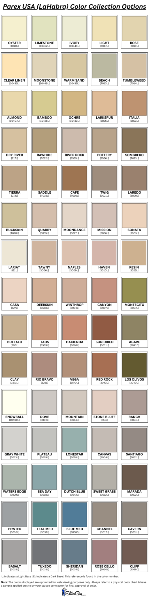 8 of the Most Popular Stucco Color Charts!