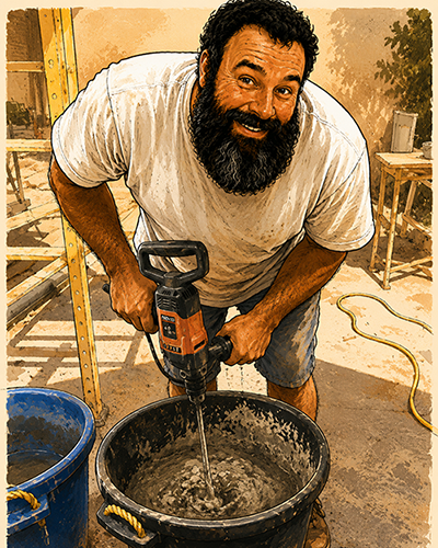 Me mixing a small amount of stucco Me mixing a small amount of stucco
